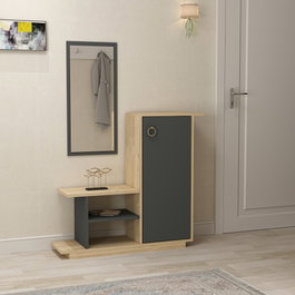 Hanah Home Asia Recibidor Escandinavo con Espejo, Roble y Antracita